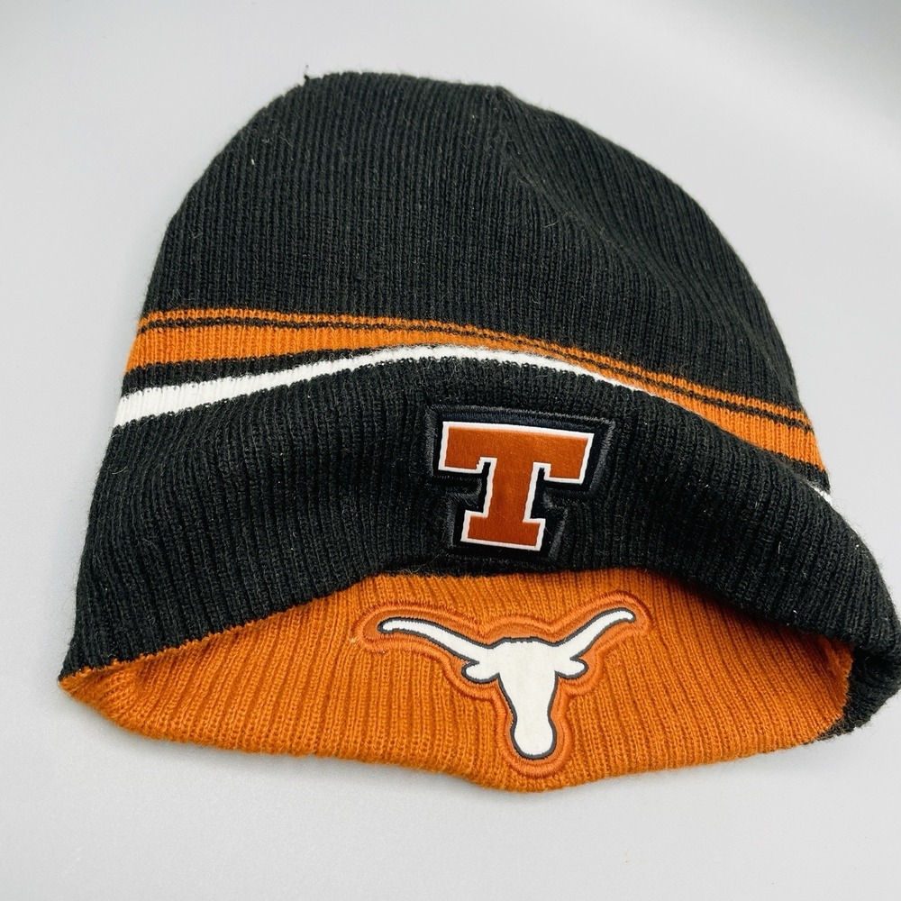 University of Texas Reversible NCAA Winter Hat Beanie Skull Cap Patch Longhorns